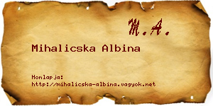 Mihalicska Albina névjegykártya